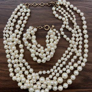 J. Crew Pearl Twisted Hammock Necklace and Bracelet (Set)